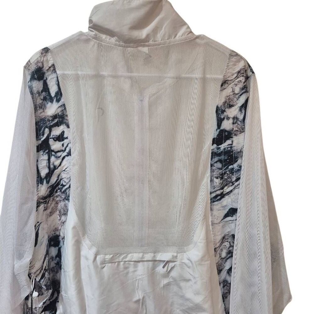 ZYIA Active Windbreaker Jacket Womens White Marble Mesh Back Packable Zip NEW NW - Picture 4 of 15